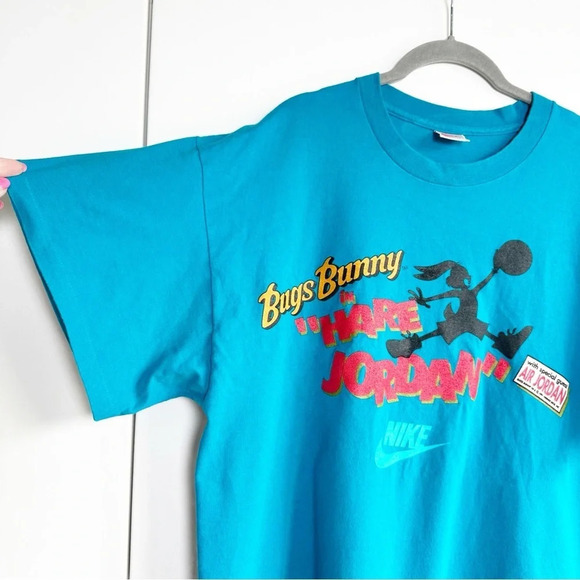 Vintage Michael Jordan T Shirt Looney Toons Bugs Bunny Single Stitch Size XL - Picture 3 of 10